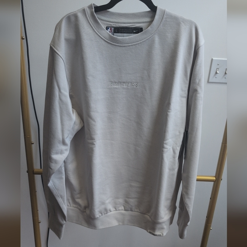 Nike Cream Toronto Raptors Men's Crewneck Sweatshirt Sz L-tall